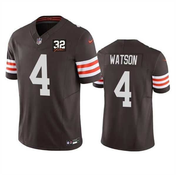 Men & Women & Youth Cleveland Browns #4 Deshaun Watson Brown 2023 F.U.S.E. With Jim Brown Memorial Patch Vapor Untouchable Limited Stitched Jersey